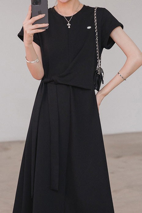 Casual tie-waist A-line dress