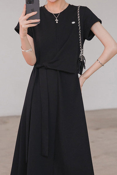 Casual tie-waist A-line dress