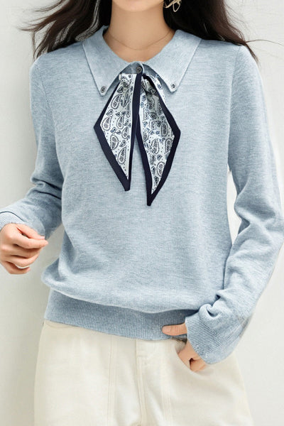 French Fashion Knit Top with Tie