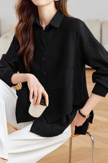 Casual Fake Two-Piece Vest Spliced Shirt