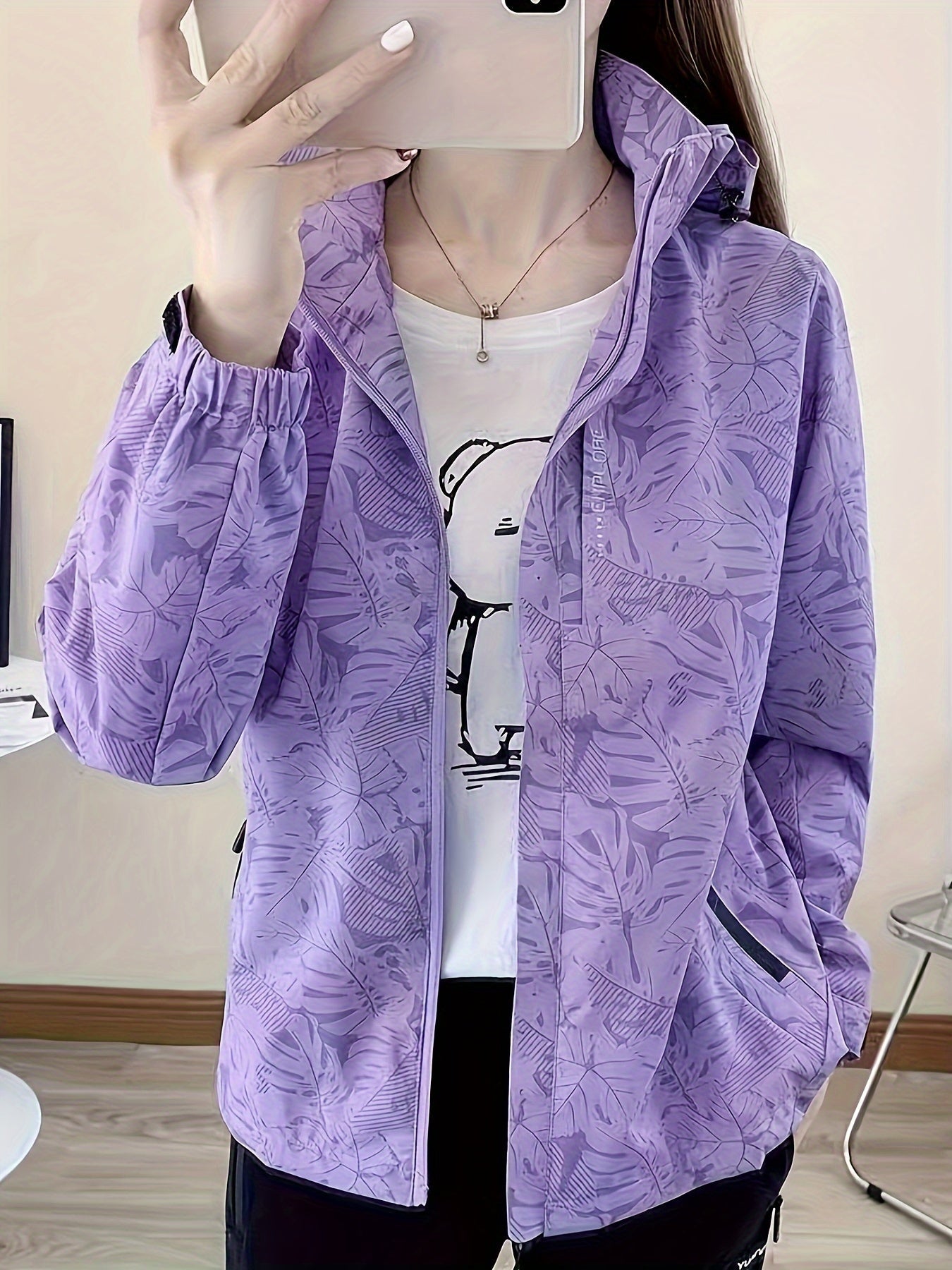 Jasmine | Leaf Printed Windproof Jacket