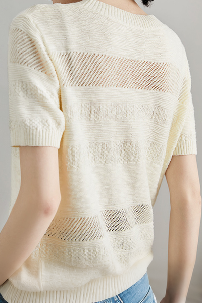 Jacquard Hollow-Out Knit Sweater