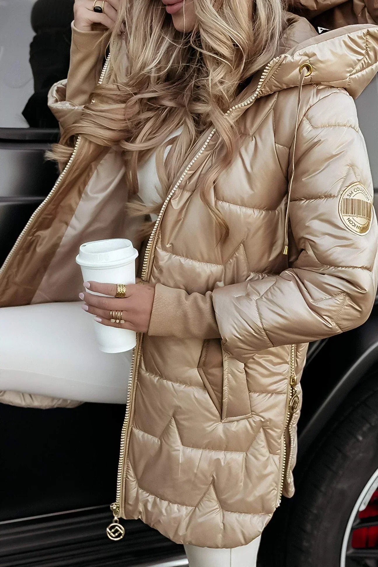 Katie | Elegant Hooded Winter Coat with Padding