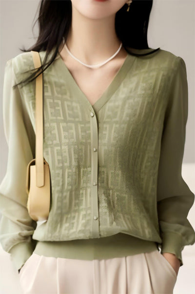 Elegant V-Neck Decor Button Knit