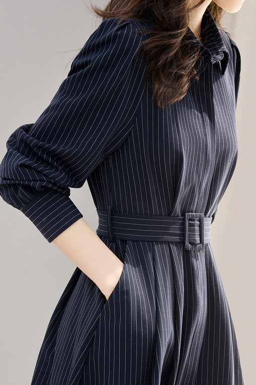 Dark blue striped dress