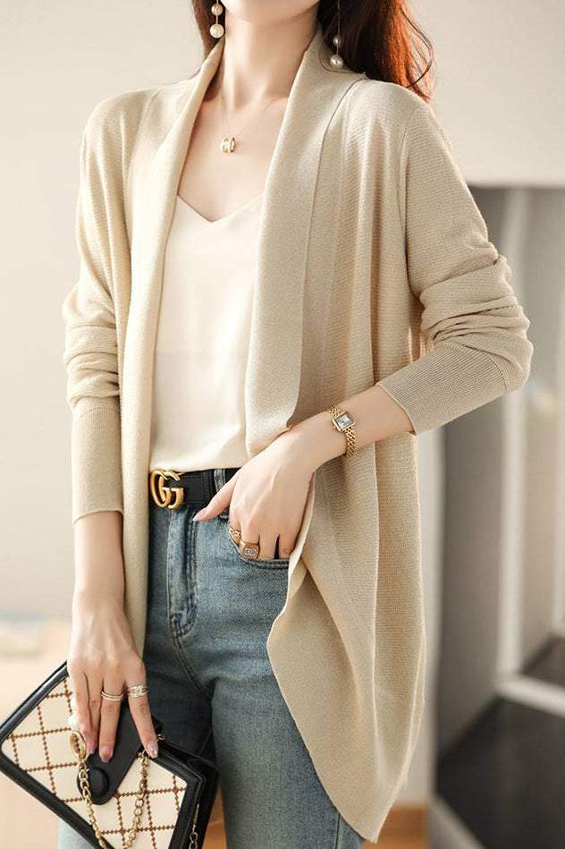 V-Neck Casual Layered Knit Cardigan - 2 Colors Available