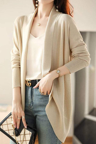 V-Neck Casual Layered Knit Cardigan - 2 Colors Available