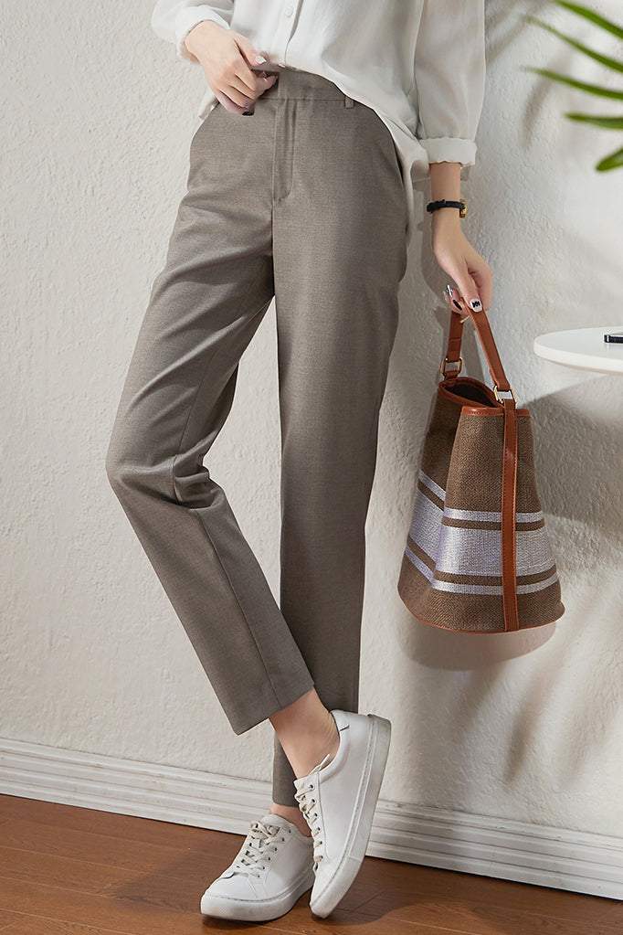 Office Style 3/4 Length Straight Pants