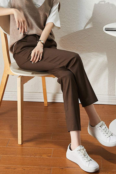 Office Style 3/4 Length Straight Pants