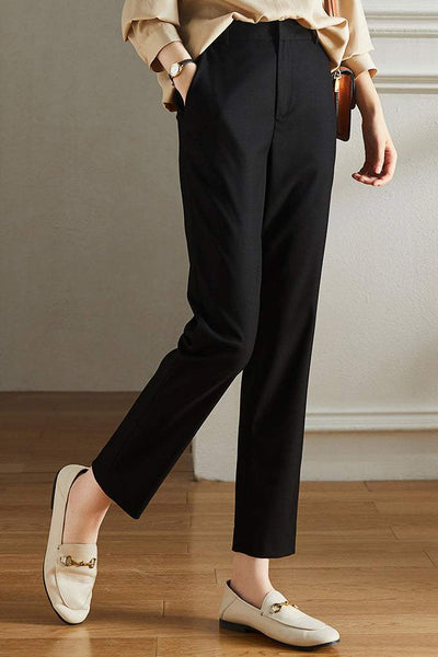 Office Style 3/4 Length Straight Pants