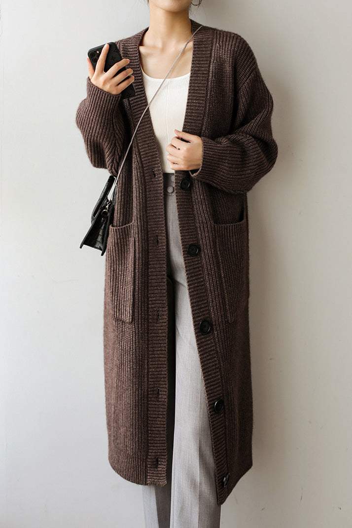 Casual Heavyweight Long Knit Jacket