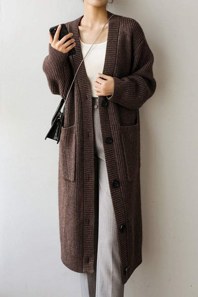 Casual Heavyweight Long Knit Jacket