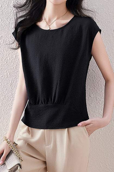 French Sleeve Front Gather Blouse - 7 Colors Available