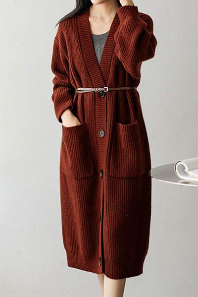 Casual Heavyweight Long Knit Jacket