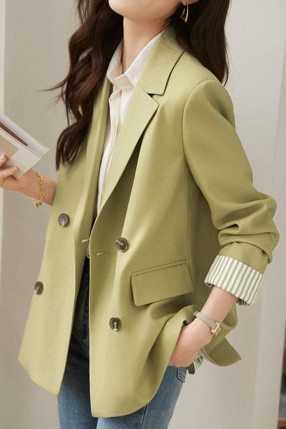 Striped spliced suit jacket