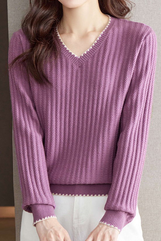 V-neck versatile ribbed knitwear