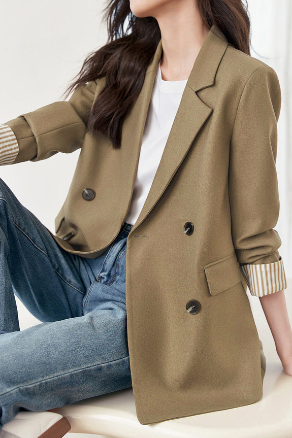 Striped spliced suit jacket