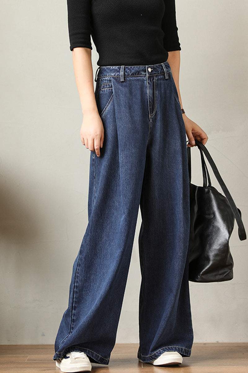 Tuck-In Denim Maxi Wide Pants
