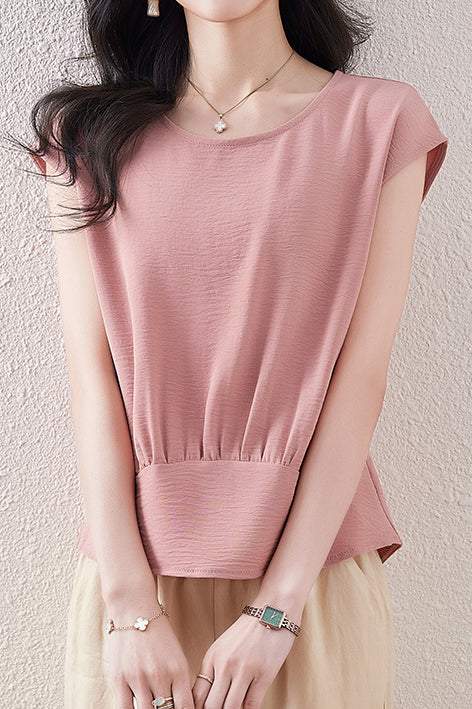 French Sleeve Front Gather Blouse - 7 Colors Available
