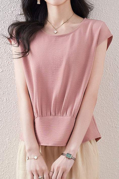 French Sleeve Front Gather Blouse - 7 Colors Available