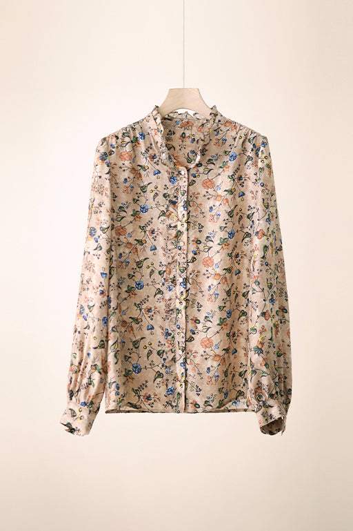 Ruffle Collar Floral Feminine Long Sleeve Blouse