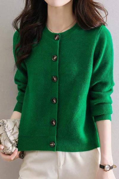 Solid-color short sweater outerwear