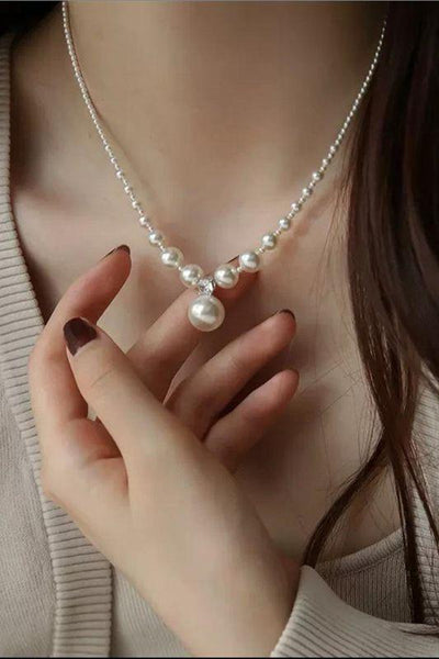 French-style gradient pearl collarbone necklace