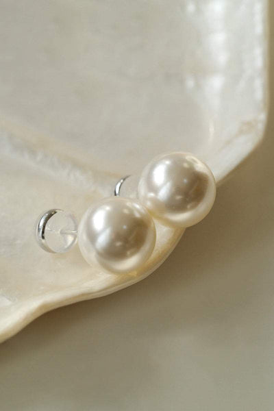 Pearl Decor Stud Earrings - 6 Colors Available