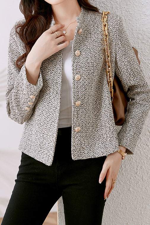 Elegant Nail Color Tweed Jacket with Lining