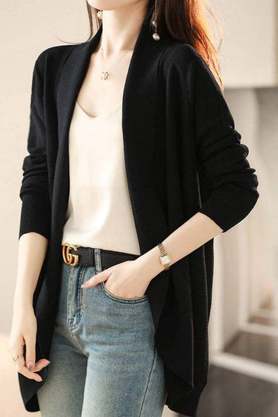 V-Neck Casual Layered Knit Cardigan - 2 Colors Available