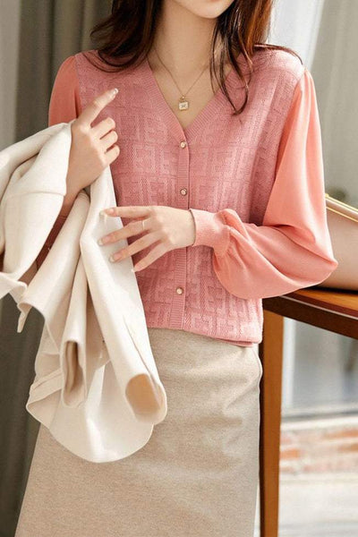 Elegant V-Neck Decor Button Knit