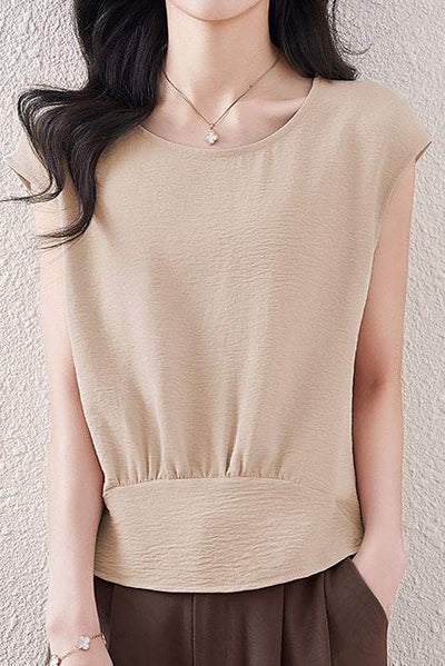 French Sleeve Front Gather Blouse - 7 Colors Available