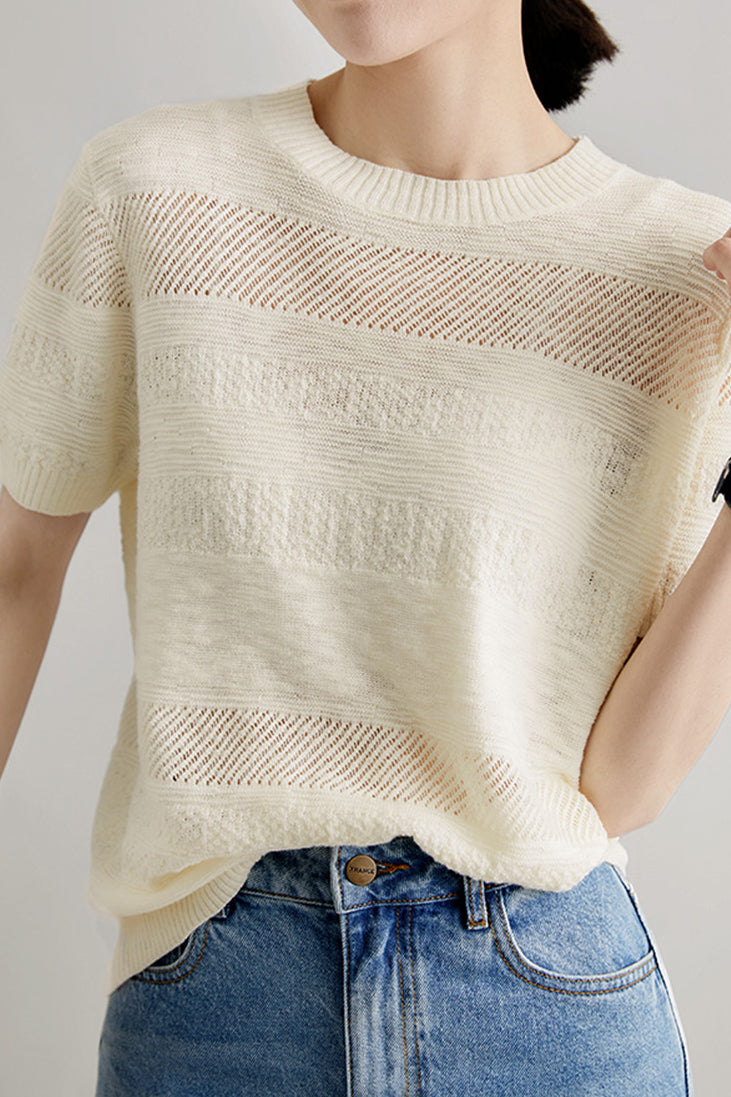Jacquard Hollow-Out Knit Sweater